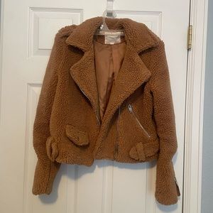 SALE*** Shearling Moto jacket brown size small